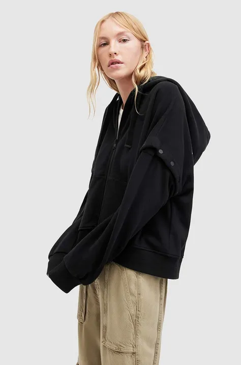 Βαμβακερή μπλούζα AllSaints HELIS CHLO HOODY γυναικεία, χρώμα: μαύρο, με κουκούλα, WG509Z