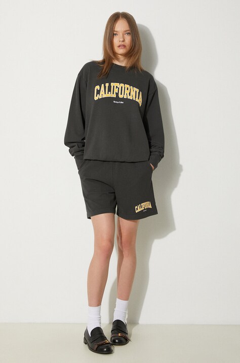 Хлопковая кофта Sporty & Rich California Crewneck женская цвет чёрный с принтом WS067S405CF