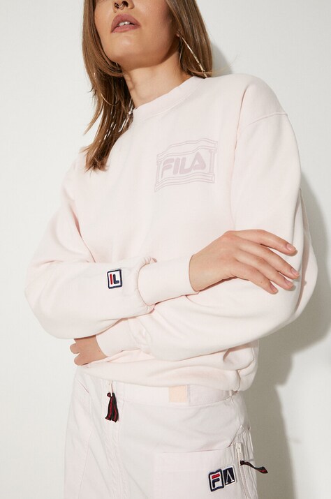 Хлопковая кофта Fila Fila x Aries женская цвет розовый с принтом 42PS24ST010122270227