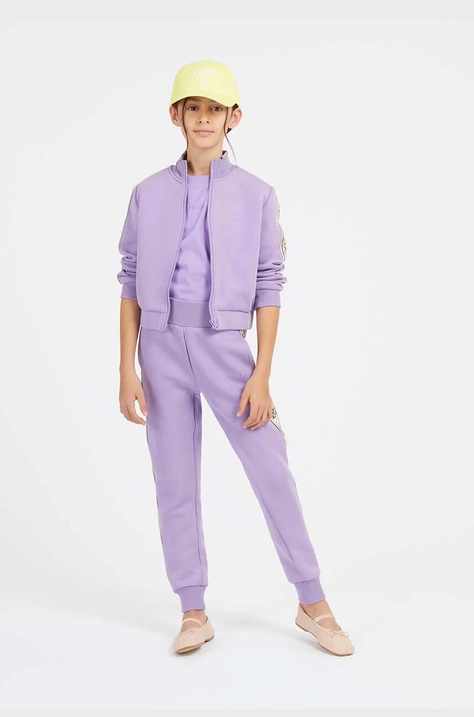 Guess bluza copii culoarea violet, cu imprimeu