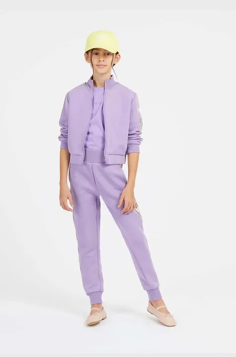 Guess bluza dziecięca kolor fioletowy z aplikacją