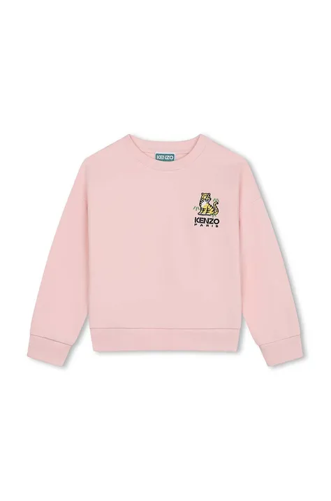 Детская хлопковая кофта Kenzo Kids цвет розовый с принтом