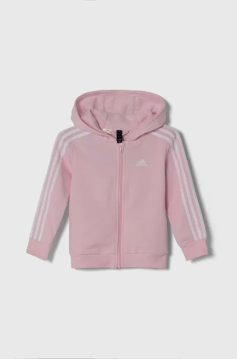 Μπλούζα adidas χρώμα: ροζ, με κουκούλα