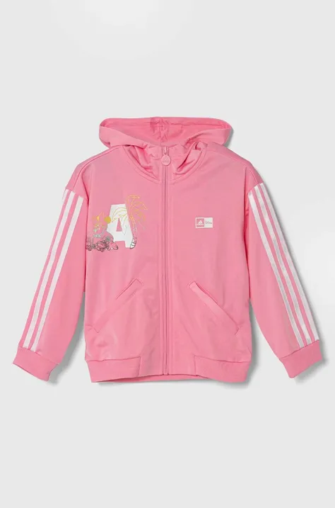Детская кофта adidas x Disney цвет розовый с капюшоном с принтом