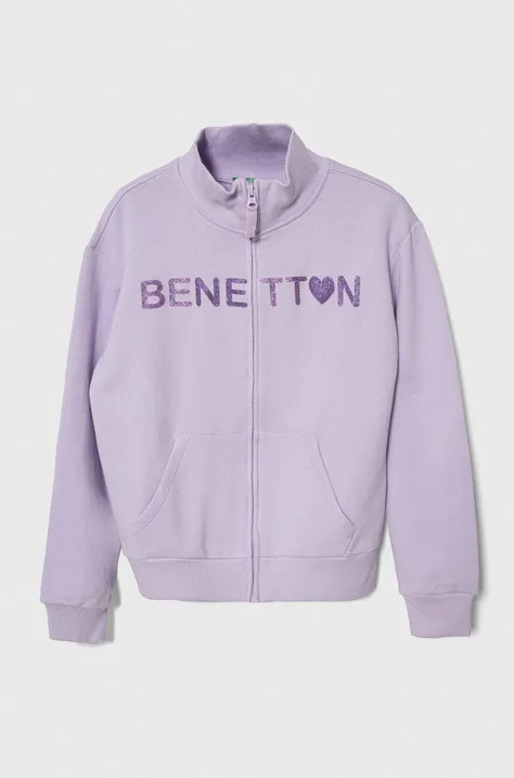 Детская хлопковая кофта United Colors of Benetton цвет фиолетовый узор