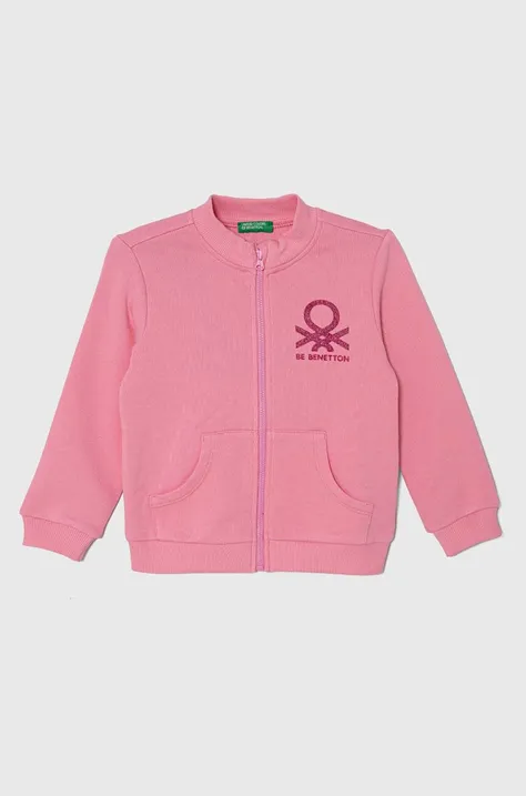 Παιδική βαμβακερή μπλούζα United Colors of Benetton χρώμα: ροζ