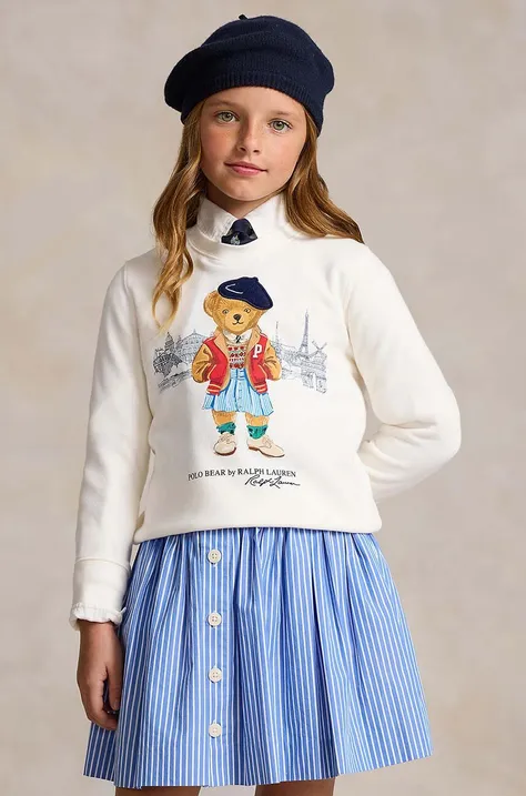 Polo Ralph Lauren bluza copii culoarea alb, cu imprimeu