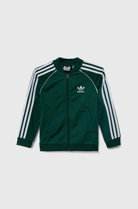 Detská mikina adidas Originals zelená farba, s nášivkou