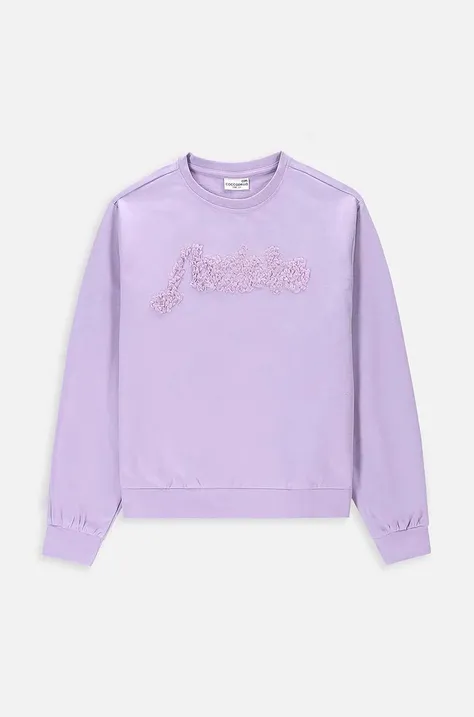 Coccodrillo bluza bawełniana dziecięca kolor fioletowy z aplikacją