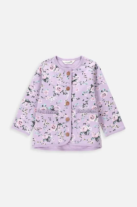 Bombažen pulover za dojenčka Coccodrillo vijolična barva