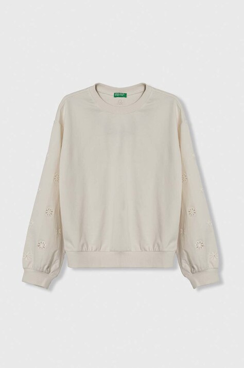 Детская хлопковая кофта United Colors of Benetton цвет бежевый однотонная