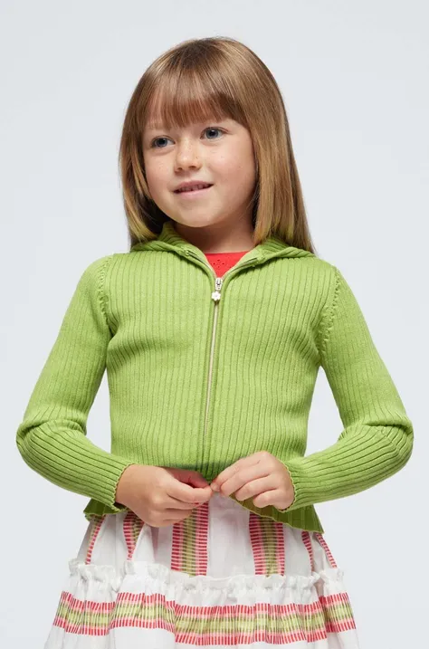 Detská mikina Mayoral zelená farba, jednofarebná