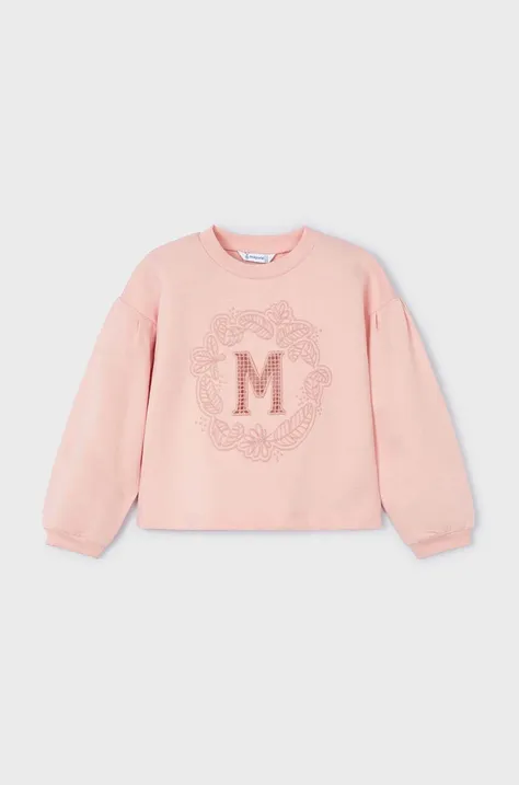 Mayoral bluza dziecięca kolor różowy z aplikacją