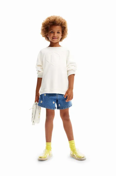 Παιδική βαμβακερή μπλούζα Desigual χρώμα: άσπρο