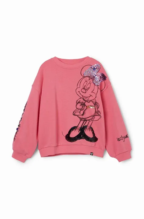 Παιδική βαμβακερή μπλούζα Desigual χρώμα: ροζ
