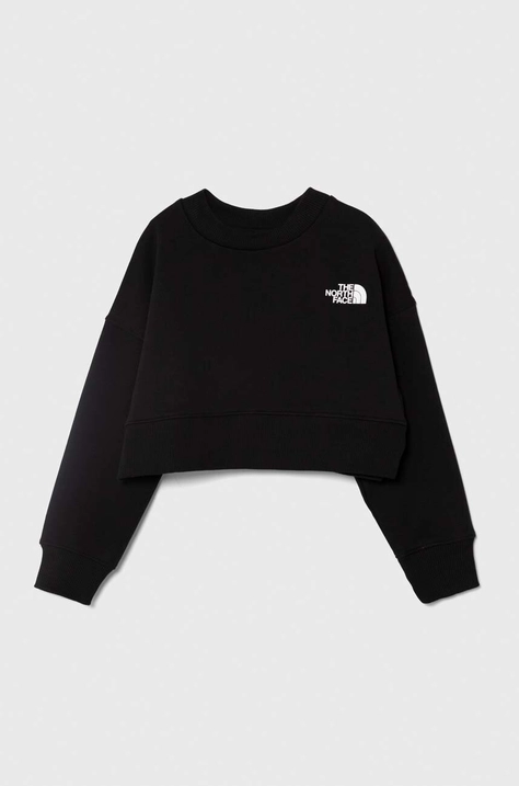 Дитяча кофта The North Face NEW CUTLINE CREW FLEECE колір чорний однотонна