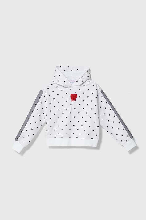Детская кофта Pinko Up цвет белый с капюшоном узор