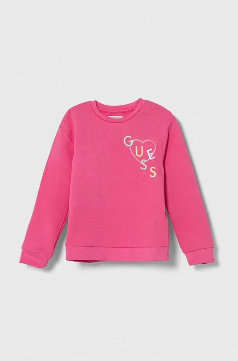 Дитяча бавовняна кофта Guess колір рожевий з аплікацією