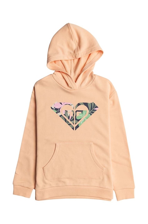 Dječja dukserica Roxy SURFFEELHOODTER boja: narančasta, s kapuljačom, s tiskom