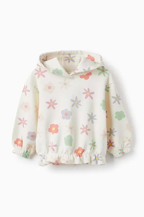 Bombažen pulover za dojenčka zippy bela barva, s kapuco