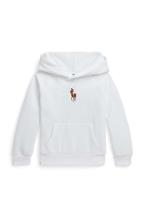 Polo Ralph Lauren hanorac de bumbac pentru copii culoarea alb, cu glugă, neted, 312844838019