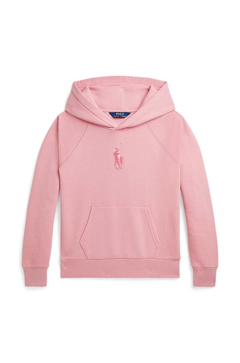 Polo Ralph Lauren bluza copii culoarea roz, cu glugă, cu imprimeu, 313941120001