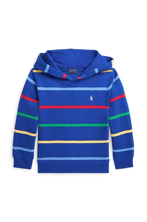 Dětská mikina Polo Ralph Lauren tmavomodrá barva, s kapucí, vzorovaná