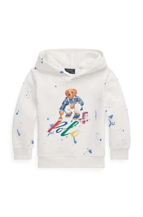 Dječja dukserica Polo Ralph Lauren boja: bijela, s kapuljačom, s uzorkom