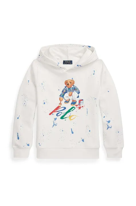 Παιδική μπλούζα Polo Ralph Lauren χρώμα: άσπρο, με κουκούλα