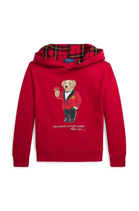 Otroški pulover Polo Ralph Lauren rdeča barva, s kapuco