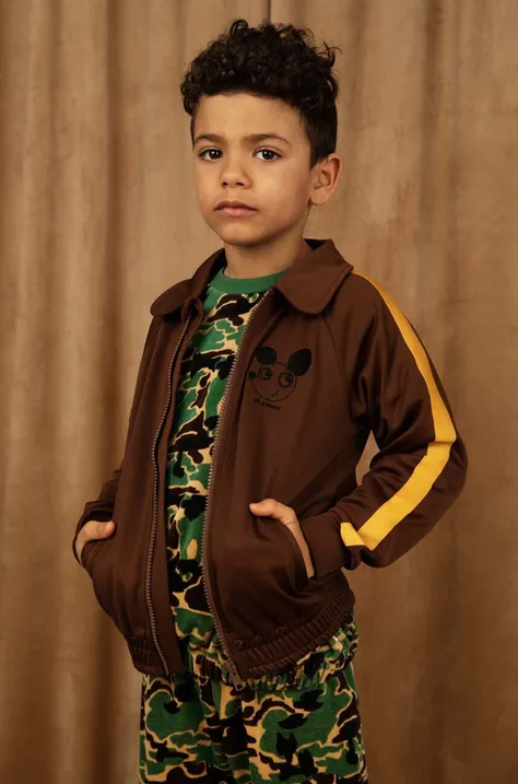Дитяча кофта Mini Rodini колір коричневий з принтом