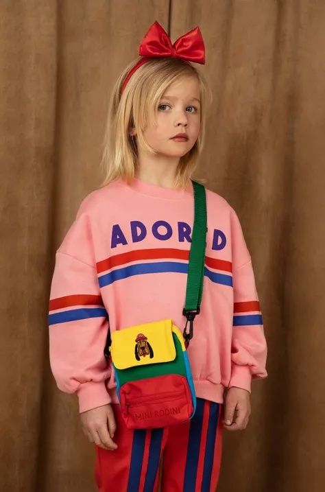 Otroški bombažen pulover Mini Rodini roza barva