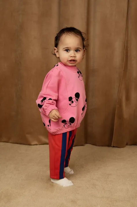 Otroški bombažen pulover Mini Rodini roza barva
