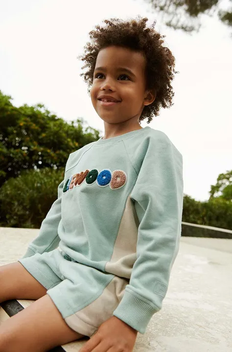 Liewood bluza bawełniana dziecięca Aude Placement Sweatshirt kolor niebieski z nadrukiem