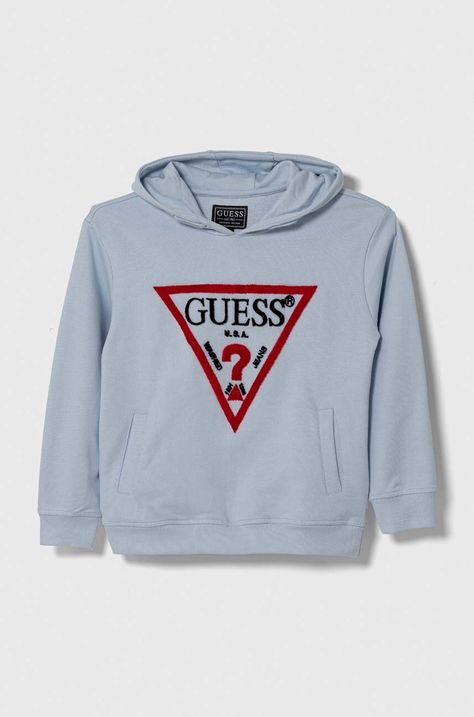 Παιδική βαμβακερή μπλούζα Guess με κουκούλα