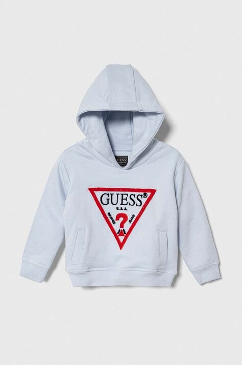 Guess hanorac de bumbac pentru copii cu glugă, cu imprimeu