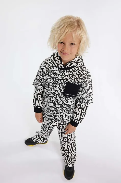 Dječja dukserica Marc Jacobs boja: crna, s kapuljačom, s uzorkom