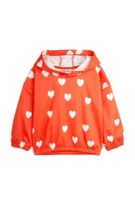 Mini Rodini bluza dziecięca  Hearts kolor czerwony z kapturem wzorzysta