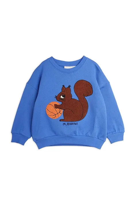 Mini Rodini bluza bawełniana dziecięca  Squirrel kolor niebieski z aplikacją
