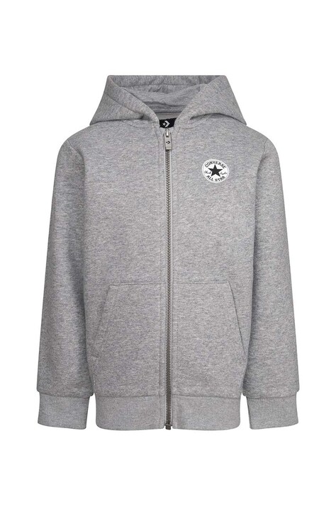 Converse bluza copii culoarea gri, cu glugă, neted