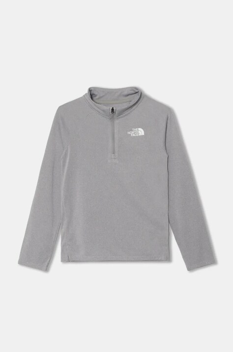 The North Face longsleeve copii NEVER STOP 1/4 ZIP culoarea gri, cu imprimeu
