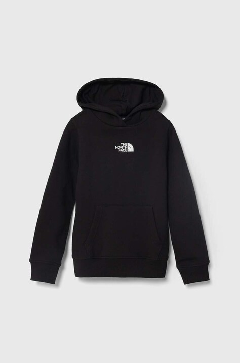 Dětská bavlněná mikina The North Face PO ZUMU HOODIE černá barva, s kapucí, s potiskem