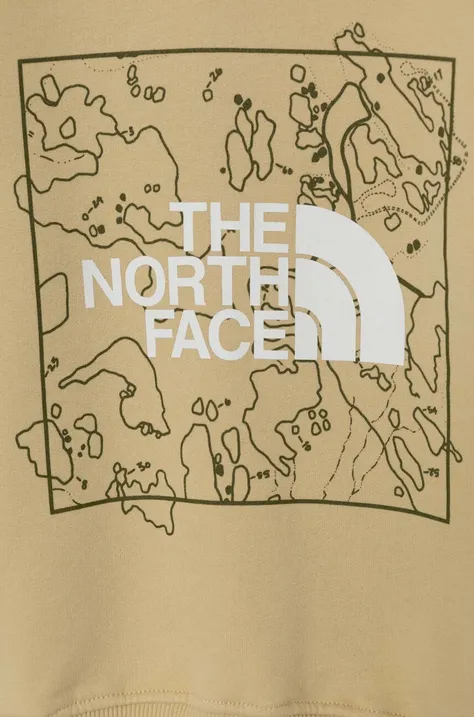 The North Face bluza bawełniana dziecięca NEW GRAPHIC CREW kolor beżowy z nadrukiem