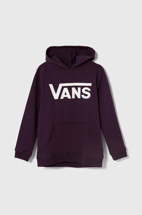 Vans hanorac de bumbac pentru copii VANS CLASSIC PO culoarea violet, cu glugă, cu imprimeu