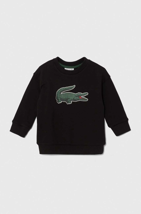 Lacoste bluza bawełniana dziecięca kolor czarny z nadrukiem