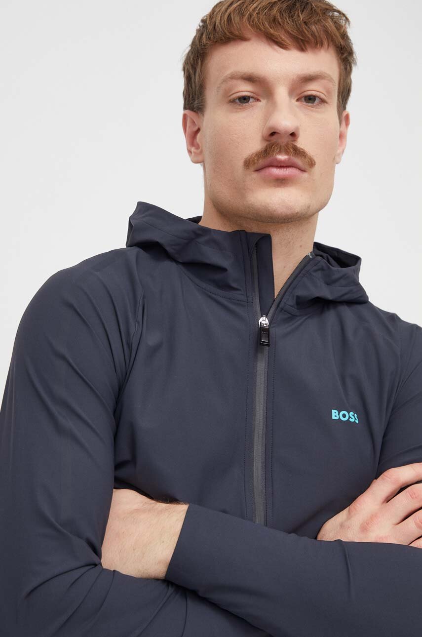 BOSS Green bluza męska kolor niebieski z kapturem gładka 50505157