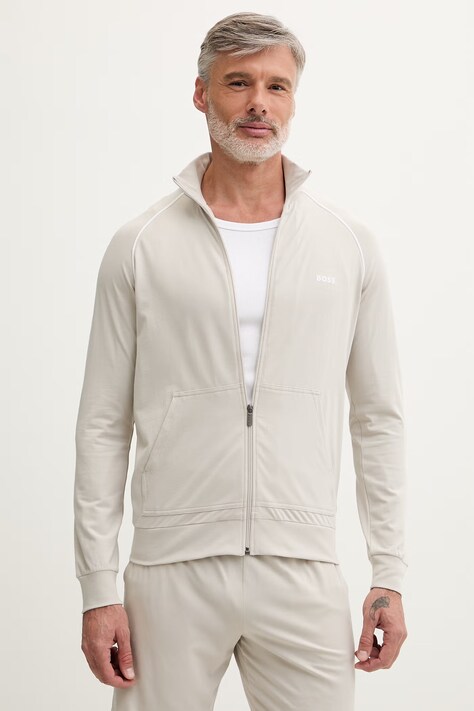 BOSS bluza rozpinana męska bawełniana z elastanem Mix&Match Jacket Z beżowa 50515307