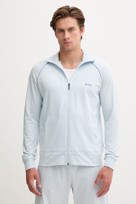 BOSS bluza rozpinana męska bawełniana z elastanem Mix&Match Jacket Z turkusowa 50515307