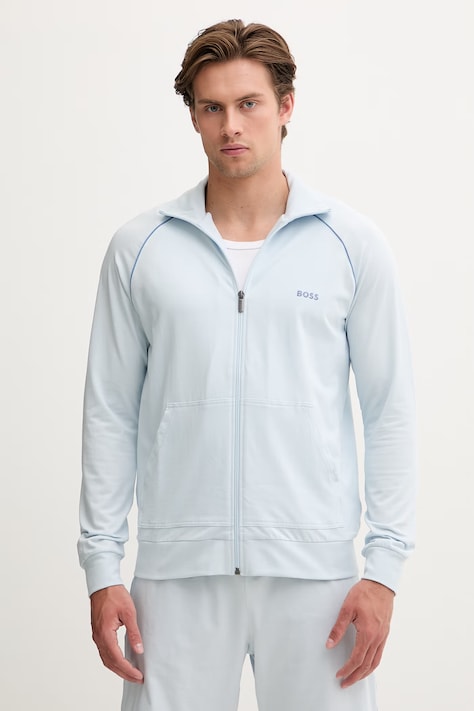 BOSS rozepínací mikina pánská bavlněná s elastanem Mix&Match Jacket Z tyrkysová 50515307