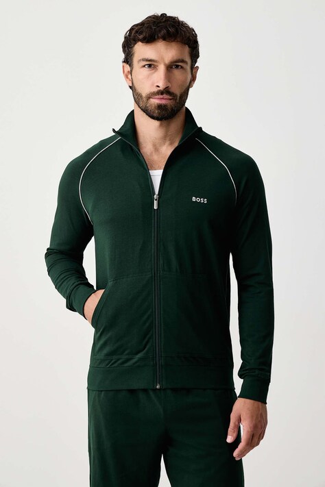 BOSS Hanorac cu fermoar pentru bărbați din bumbac cu elastan Mix&Match Jacket Z verde 50515307